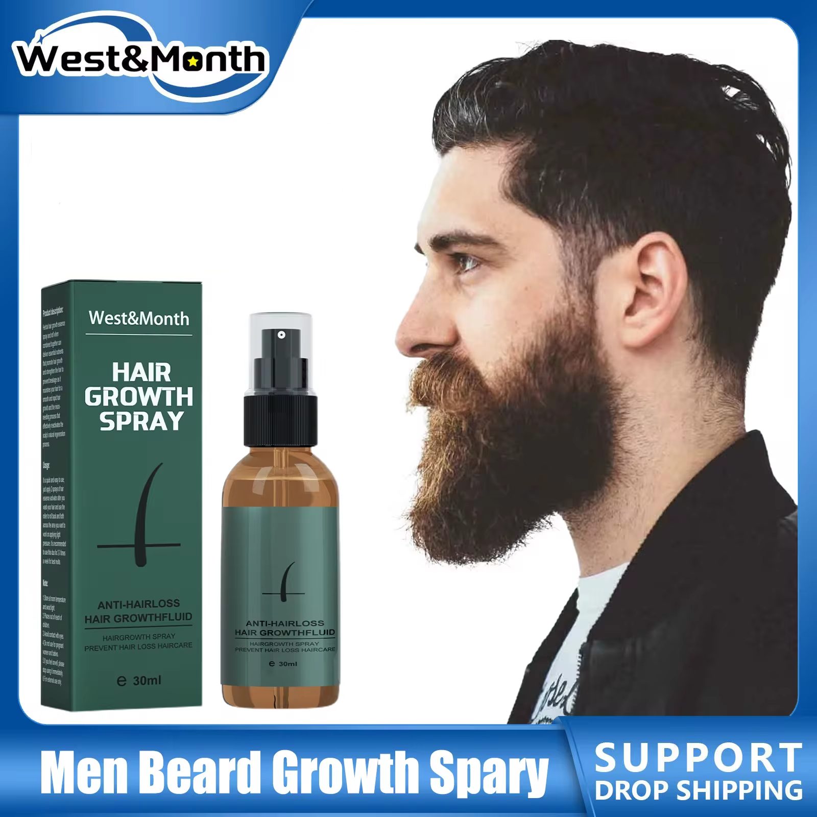 Natural Men Beard Growth Rolle - Hair Care Essential Oil Atomizing recension och pris
